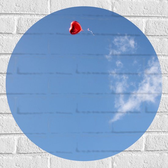 Muursticker Cirkel - Lucht - Wolken - Ballon - Hart - 60x60 cm Foto op Muursticker