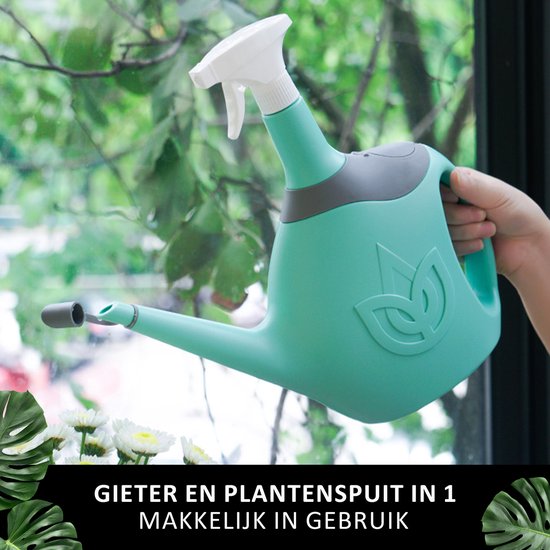 SKYARD® 2-in-1 Gieter met Plantenspuit - Multifunctioneel - Waterspuit - Plantspuit - Kleine Gieter - Mist Verstuiver - Turquoise - SKYARD
