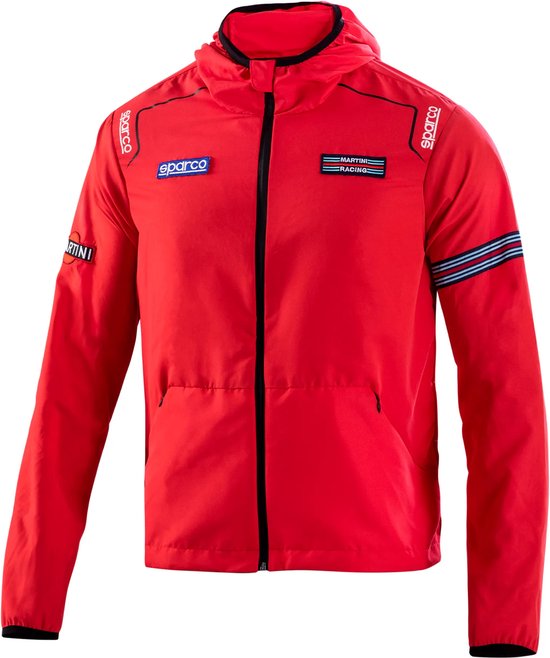 Sparco Martini Racing Windstopper - Waterafstotend en Winddicht Jack voor Heren met Martini Racing design - M - Rood