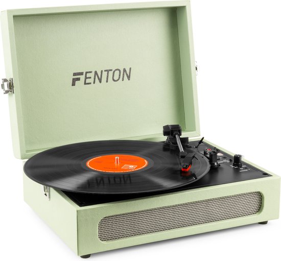 Retro Platenspeler Bluetooth in & out - Fenton RP118 - model 2024 - Geschikt voor alle platen - Ingebouwde speakers - Groen