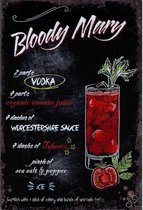 Metalen wandbord Cocktail Bloody Mary - 20 x 30 cm