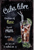 Metalen wandbord Cocktail Cuba Libre - 20 x 30 cm