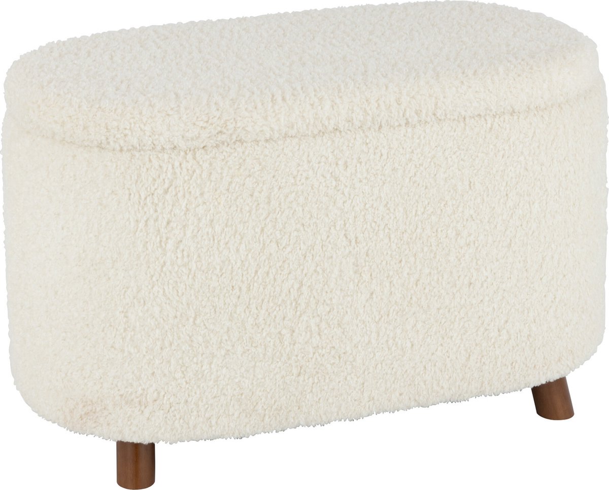 J-Line poef Opslag Teddy - polyester - bwit