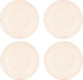 HAES DECO - Ontbijtborden set van 4 - Formaat Ø 21x2 cm - kleuren Beige - Bedrukt Aardewerk - Collectie: Rustic Romance - Servies, kleine borden