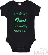 100% katoenen Romper "De liefste oma is toevallig mijn oma" Unisex Katoen Zwart/mint Maat 56/62