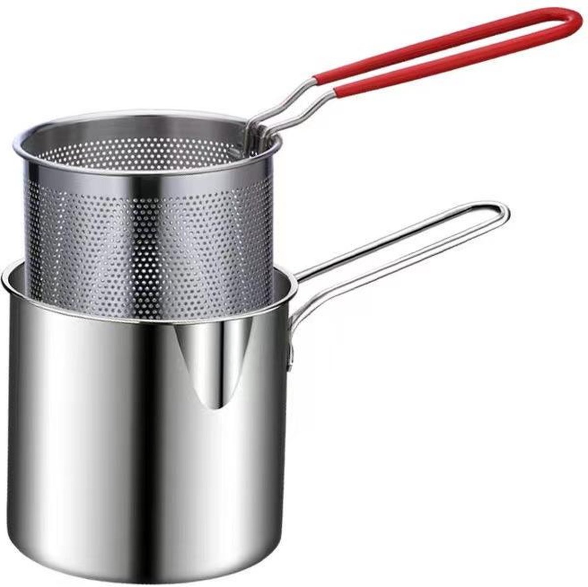 SEZGoods Mini Frituurpan Met Mandje - 1,2 Liter - Geschikt Voor Gas En Inductie Rvs 26x12x13 Cm SEZGoods Mini Frituurpan Met Mandje - 1,2 Liter - Geschikt Voor Gas En Inductie Rvs 26x12x13 Cm