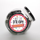 Snoeppot - "Het zit d'rop" - einde schooljaar - drop cadeau - bedankt meester - bedankt juf cadeautje
