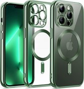 iPhone 13 Pro Max Magsafe Hoesje Groen - iPhone 13 Pro Max Shockproof Magsafe Hoesje Green - Extra Camera Bescherming