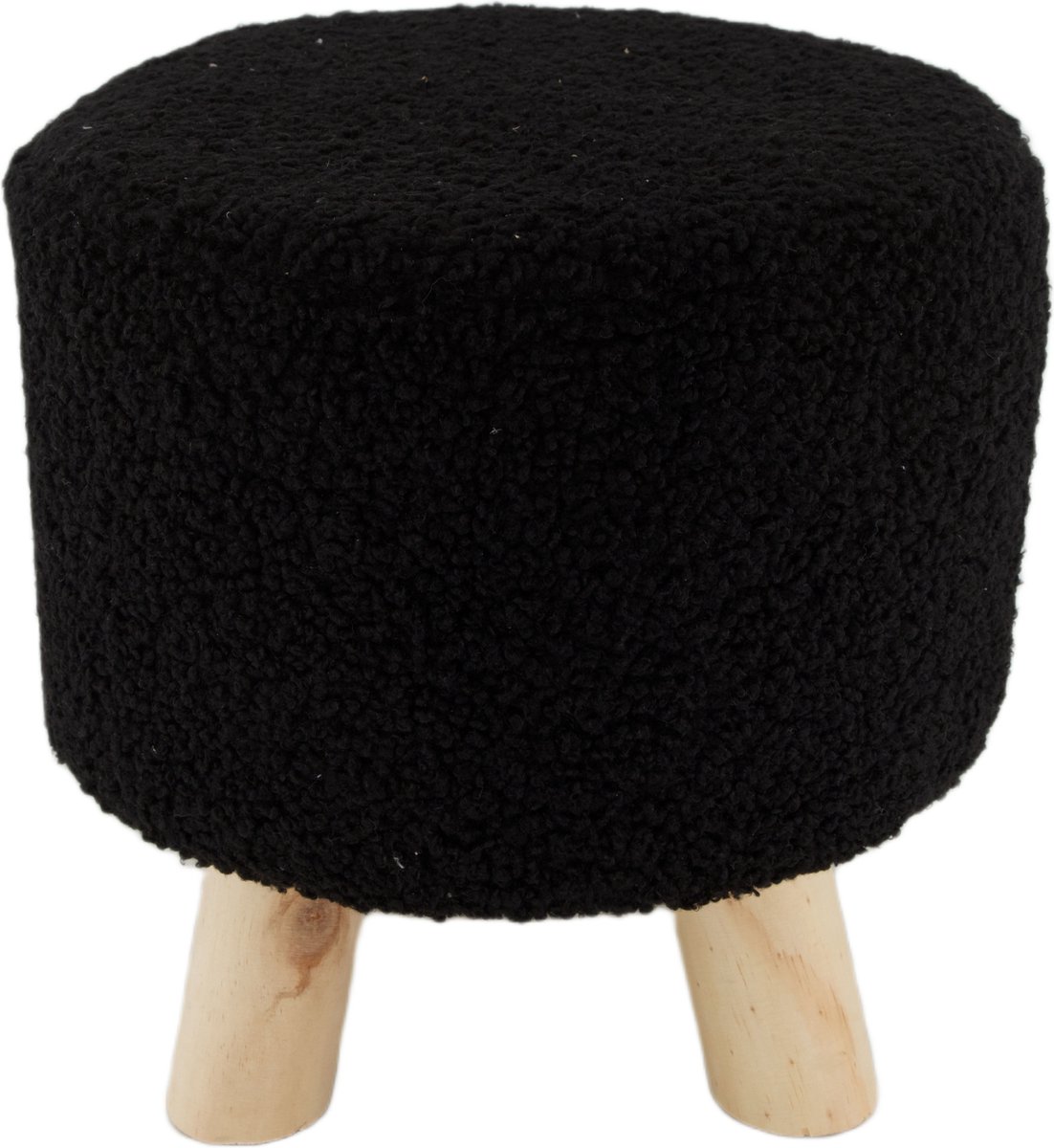 Home Spirit Kruk 28 x 28 x 28 cm zwart met houten pootjes