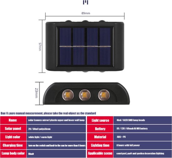 T-SUN 8 stuks wandlamp op zonne-energie voor buiten, 3000 K, modern