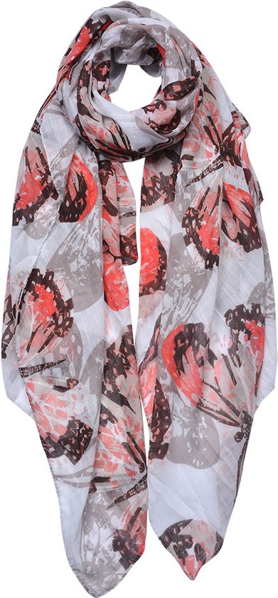 Juleeze Sjaal Dames Print 90x180 cm Roze Grijs Shawl Dames