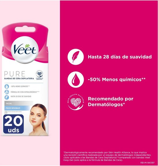 Facial Hair Removal Strips Veet Sensitive skin 20 Units bol