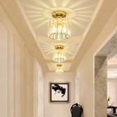 LuxiLamps - Goude Moderne Kristallen Plafondlamp LED Rond Kristallen Kroonluchter - Gangpad Lamp