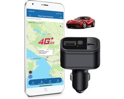 4G GPS-tracker Auto, dubbele USB-sigarettenaansteker in de auto, GPS-trackingapparaat autotelefoonoplader trackingapparaat voor auto met gratis app / webplatform zonder abonnement