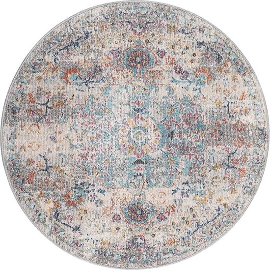 Tapis d'extérieur pour balcon terrasse ou jardin | Couleur foncée 120x120 | Rond | tapis outdoor robuste | résistant aux intempéries et aux UV | Intérieur et extérieur - Le Tapis Palma
