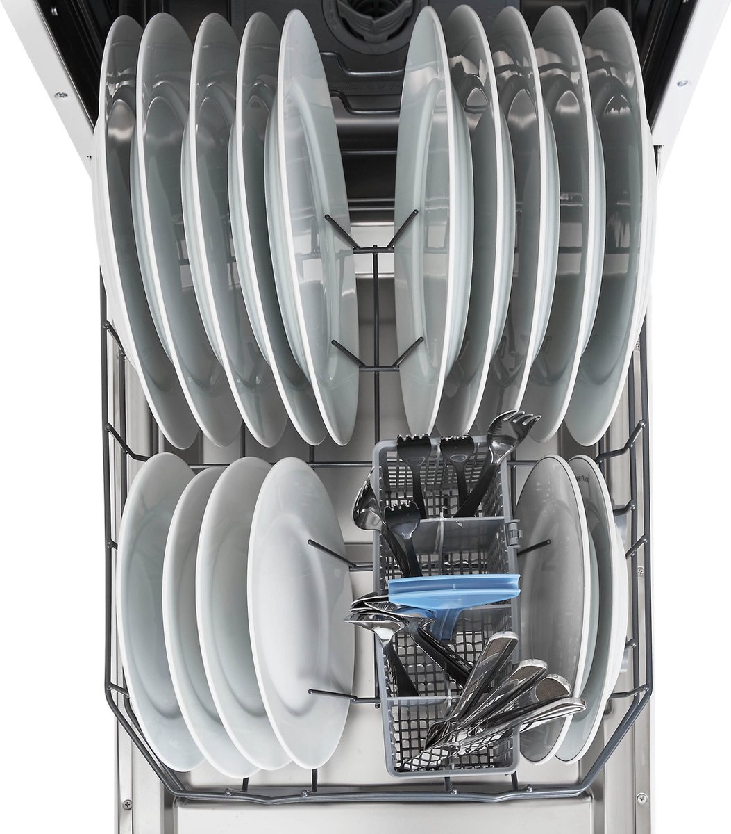 Inventum IVW4508A smalle inbouw vaatwasser - 10 couverts - Volledig integreerbaar - 45 cm breed - Bestekmand - 6 programma’s - Max nishoogte 87 cm - Startuitstel - Energielabel D — afbeelding 6