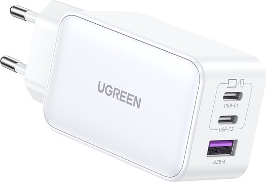 UGREEN 65W Chargeur USB C Rapide 3 Ports Compatible avec iPhone 15 Plus Pro  Max 14