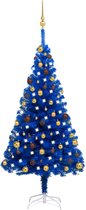 vidaXL - Kunstkerstboom - met - verlichting - en - kerstballen - 150 - cm - PVC - blauw