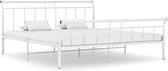 vidaXL - Bedframe - metaal - wit - 160x200 - cm