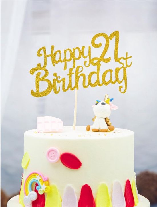 cake topper - anniversaire - 21 ans - cheers - décoration - joyeux  anniversaire 