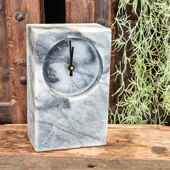 Benoa Grey Marble Clock