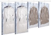 Hangende vacuümzakken voor kleding, 4 verpakkingen (2 lange 135 x 70 cm & 2 korte 105 x 70 cm), vacuümzakken kleding voor pakken, mantels, jassen, blauwe vaccumzakken kleding