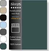 Sleeps Luxe Dubbel Jersey Hoeslaken Groen - 140 x 200 cm - 100% Hoogwaardige Katoen - Hoge Hoek - Strijkvrij