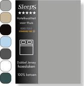 Sleeps Luxe Dubbel Jersey Hoeslaken Grijs - 180 x 200/220 cm - 100% Hoogwaardige Katoen - Hoge Hoek - Strijkvrij
