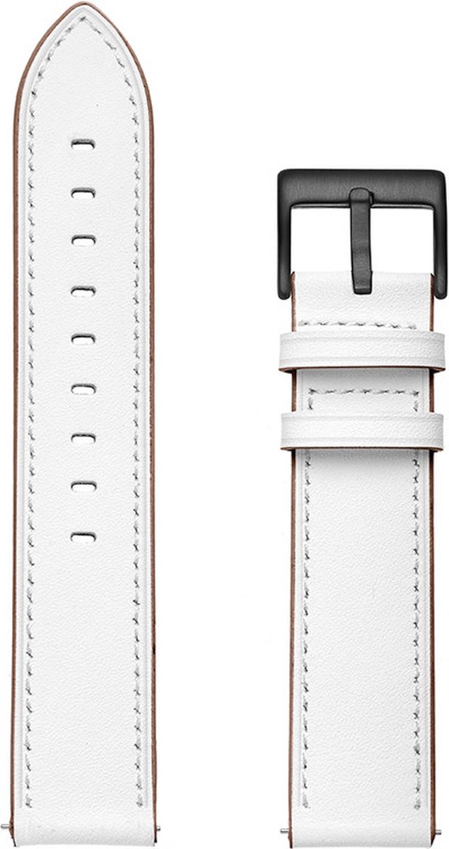 Leren bandje - geschikt voor Garmin Vivoactive 4 / Venu 2 / Venu 3 / Forerunner 255 / 265 - wit