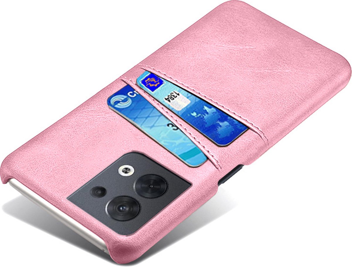 Back Cover met Opbergvakjes + PMMA Screenprotector voor OPPO Reno8 _ Roze Goud