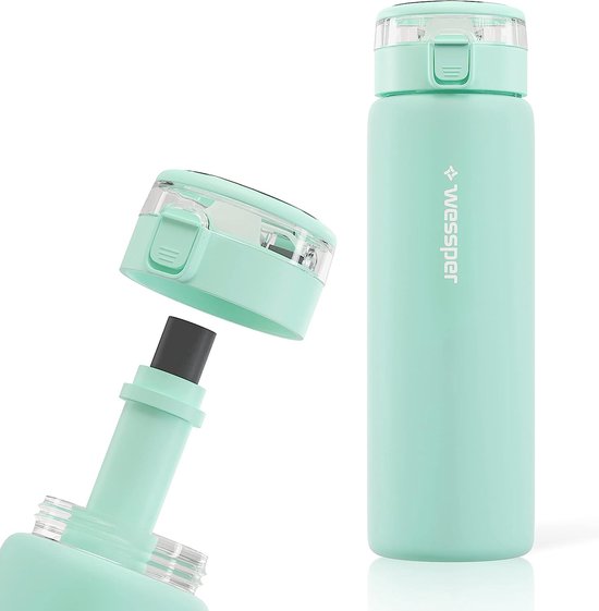 Veegoal Gourde en verre borosilicate avec housse en silicone et