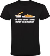 Wat gij niet wilt dat u gefriet, friet dat ook een ander niet Heren T-shirt - snackbar - frituur - horeca - friettent - frietpan - patatzaak - grappig