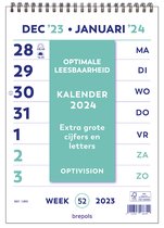 Brepols Optivision NL Kalender 2024 - Grote cijfers & letters - Wire-O - A4 - 21 x 29,7 cm