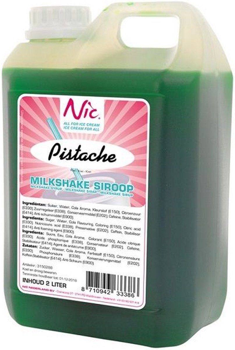 NIC Milkshakesiroop pistache - Fles 2 liter