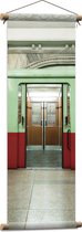 Textielposter - Metro - Ondergronds - Voertuig - Groen - Rood - Stad - 30x90 cm Foto op Textiel