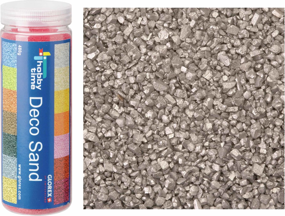 Glorex Hobby zandkorrels/kleine kiezelsteentjes - zilver - 480 gram - vulmateriaal vazen/terrariums