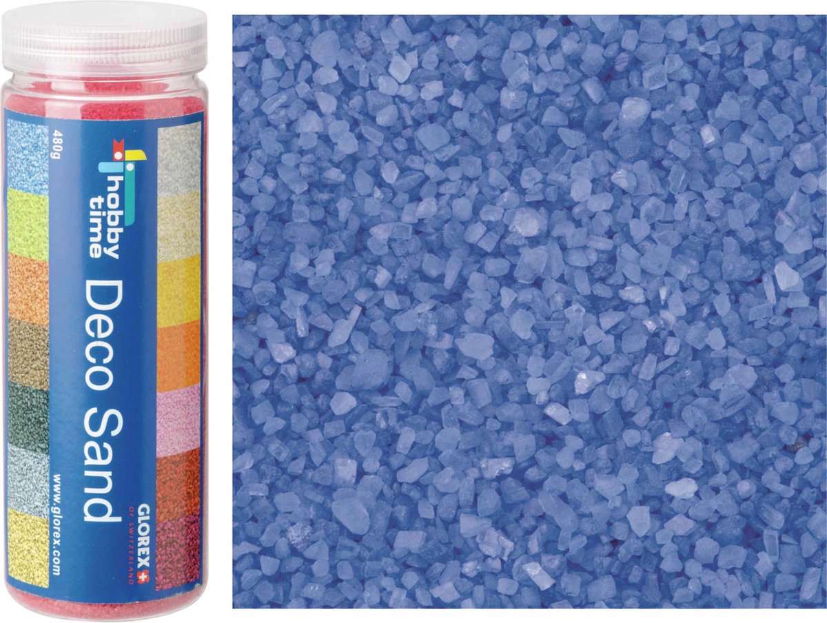 Glorex Hobby zandkorrels/kleine kiezelsteentjes - blauw - 480 gram - vulmateriaal vazen/terrariums