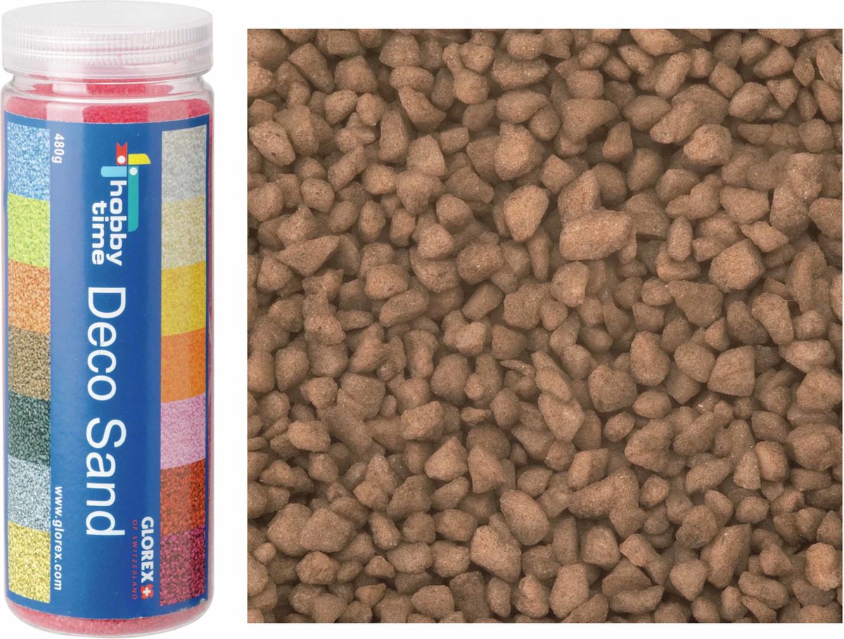 Glorex Hobby zandkorrels/kleine kiezelsteentjes - bruin - 480 gram - vulmateriaal vazen/terrariums