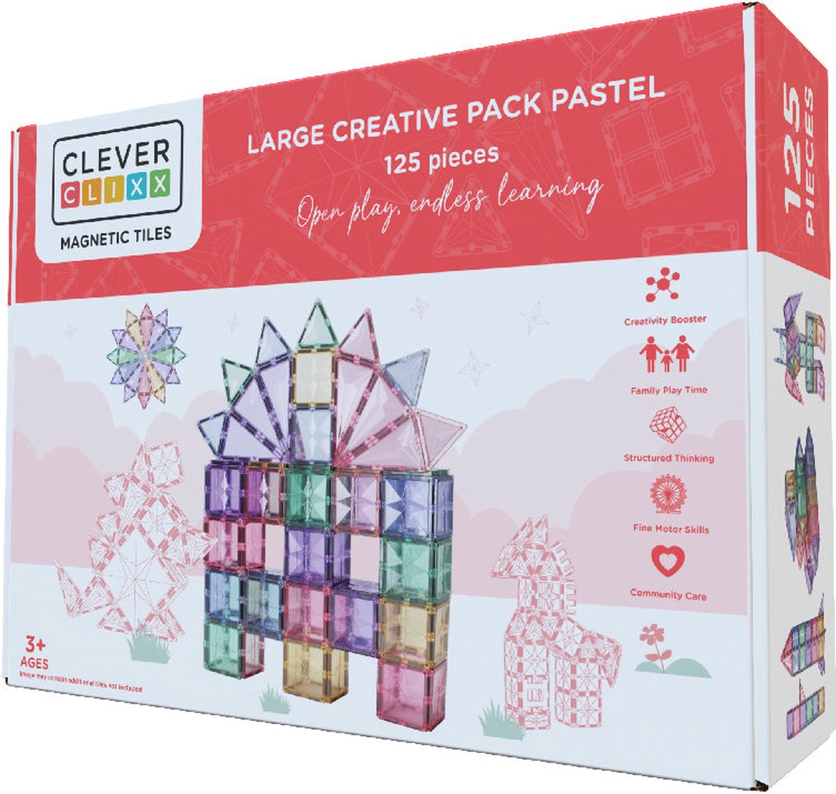 Cleverclixx Magnetisch Speelgoed | Large Creative Pack Pastel | 125 Stuks | Speelgoed 3 jaar