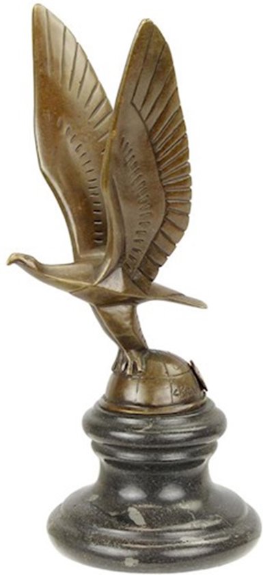 Adelaar op wereldbol - Brons sculptuur - Marmer Basis - Luxe Beelden - Woondecoratie