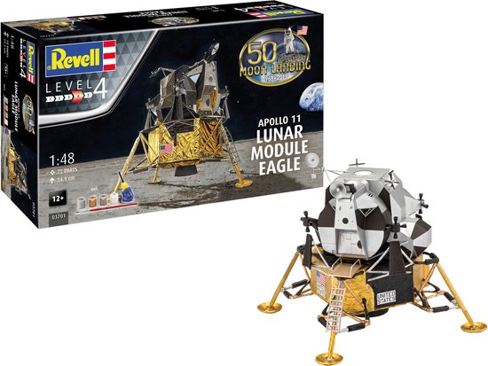 Revell Modelbouwpakket Vliegtuigen - 03701 Apollo 11 Lunar Module Eagle - Geschenkset Plastic - 1:48 -