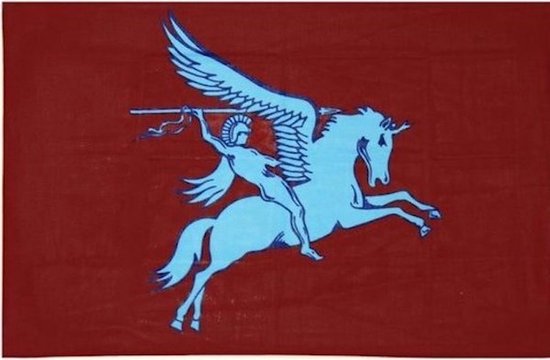 Foto: Airborne vlag 100 x 150 cm maroon rood pegasus airborne herdenking herdenkingsvlag premium kwaliteit