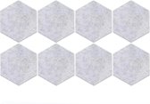 8 stuks zeshoekige vilten memoborden met 20 pinnaalden, vilten prikbord, zeshoekige kurkplaat, dubbelzijdig, doe-het-zelf, voor het ophangen van foto's, bulletin borden, woondecoratie en kantoor (grijs)
