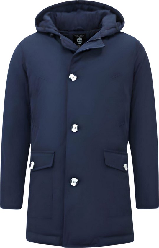 Winterjas Heren - Jassen Heren - Parka Heren Winterjas - Winterjassen Heren Lang - Gewatteerde Jassen - 7101 - Blauwe Jas