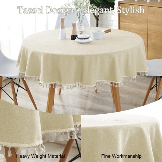 Home Direct Wasdoek tafelkleed afwasbaar rond 140cm kleine stippen (geel