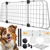 LovPet® Hondenrek Auto, Universele Auto Afscheiding, Verstelbare Breedte, Hoofdsteun Bagagerek Kofferbak Bescherming Afmetingen HxB 30 x 91-153 cm , + 2x Veiligheidsriem voor Honden - Grijs