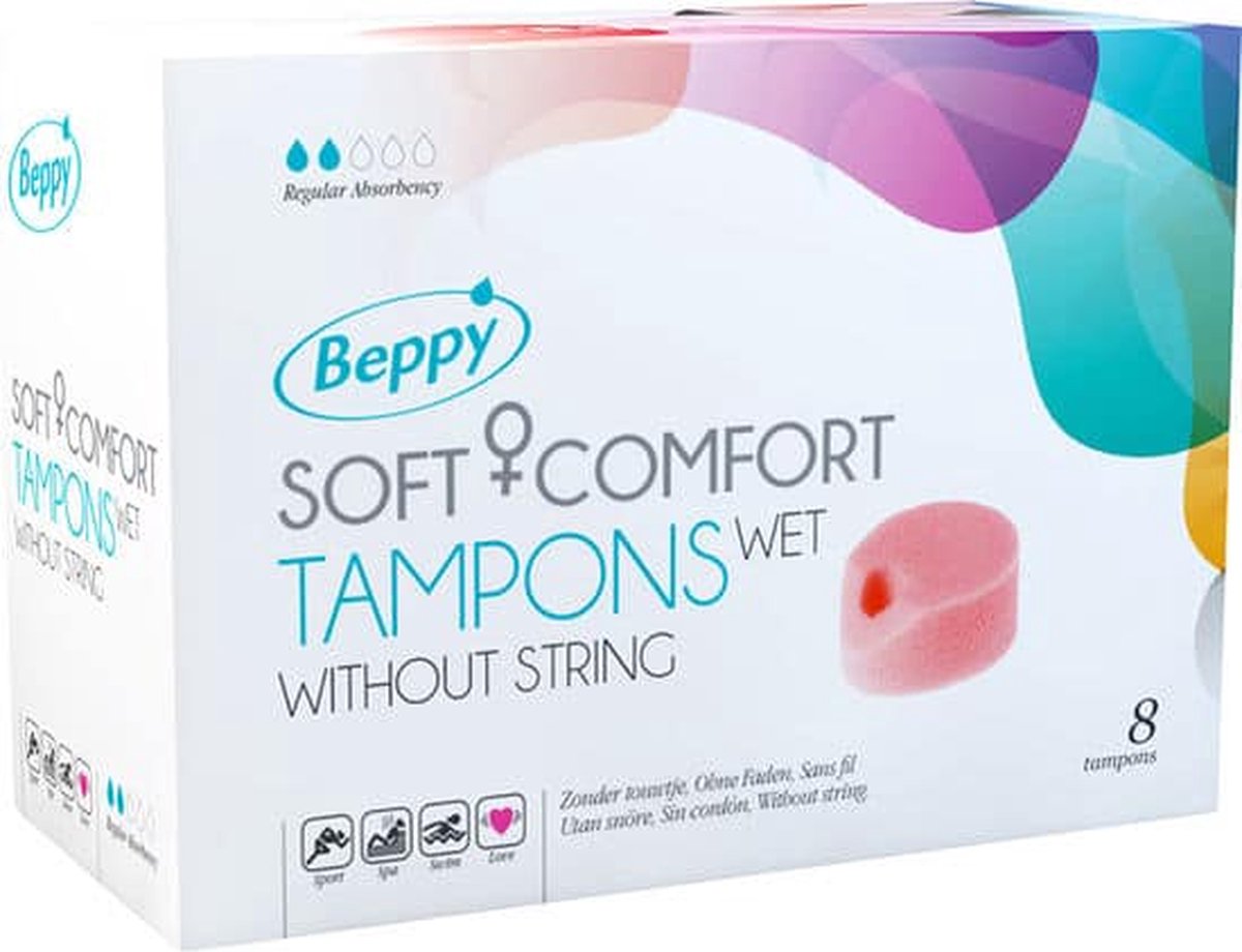 Beppy Soft+Comfort Tampons WET - 8 stuks - zonder touwtje op Prijzenvolger.com