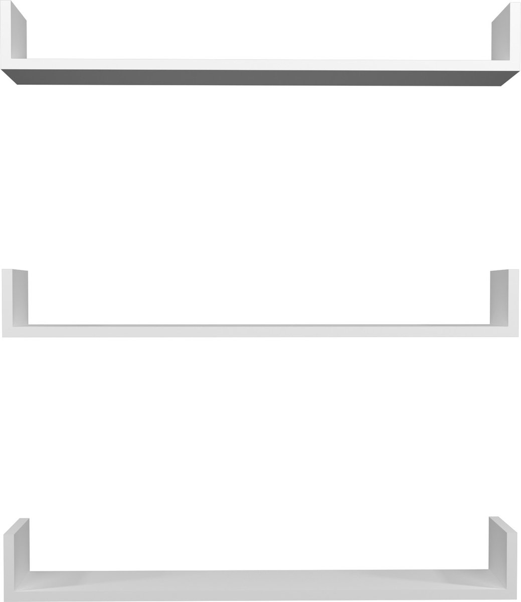 Wandplank Ruth - Set van 3 - 12x90x15 cm - Wit - Spaanplaat - Modern Design