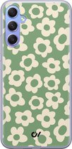 Hoesje geschikt voor Samsung Galaxy A34 - Retro Cute Flowers - Bloemen - Groen - Soft Case Telefoonhoesje - TPU Back Cover - Casevibes