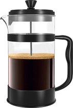 French Press Coffee Maker - Portable Triple Filter Cafetière - Hittebestendig glas met roestvrijstalen kast - Grote karaf - 350ml / 12Oz - Zwart